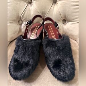 Marc Jacobs Black Fur Clogs